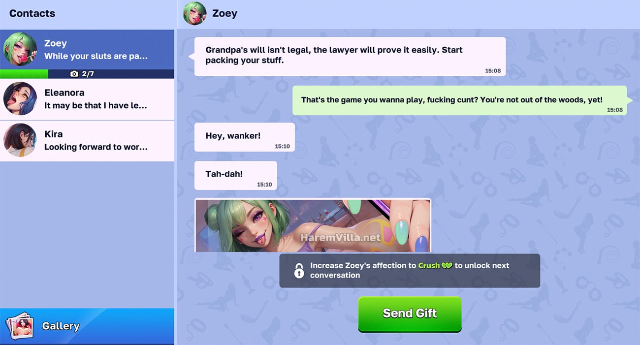 Interactive chat and dating system with villa girls